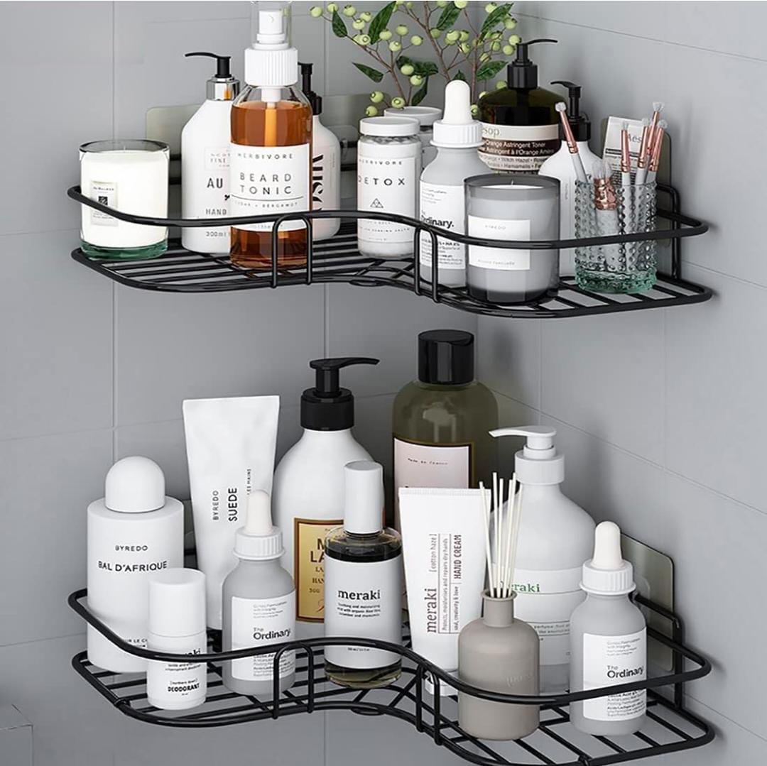 Black Bathroom Corner Shelf Organizer