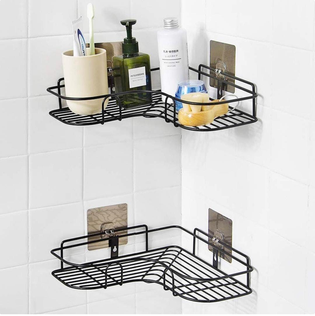 Black Bathroom Corner Shelf Organizer