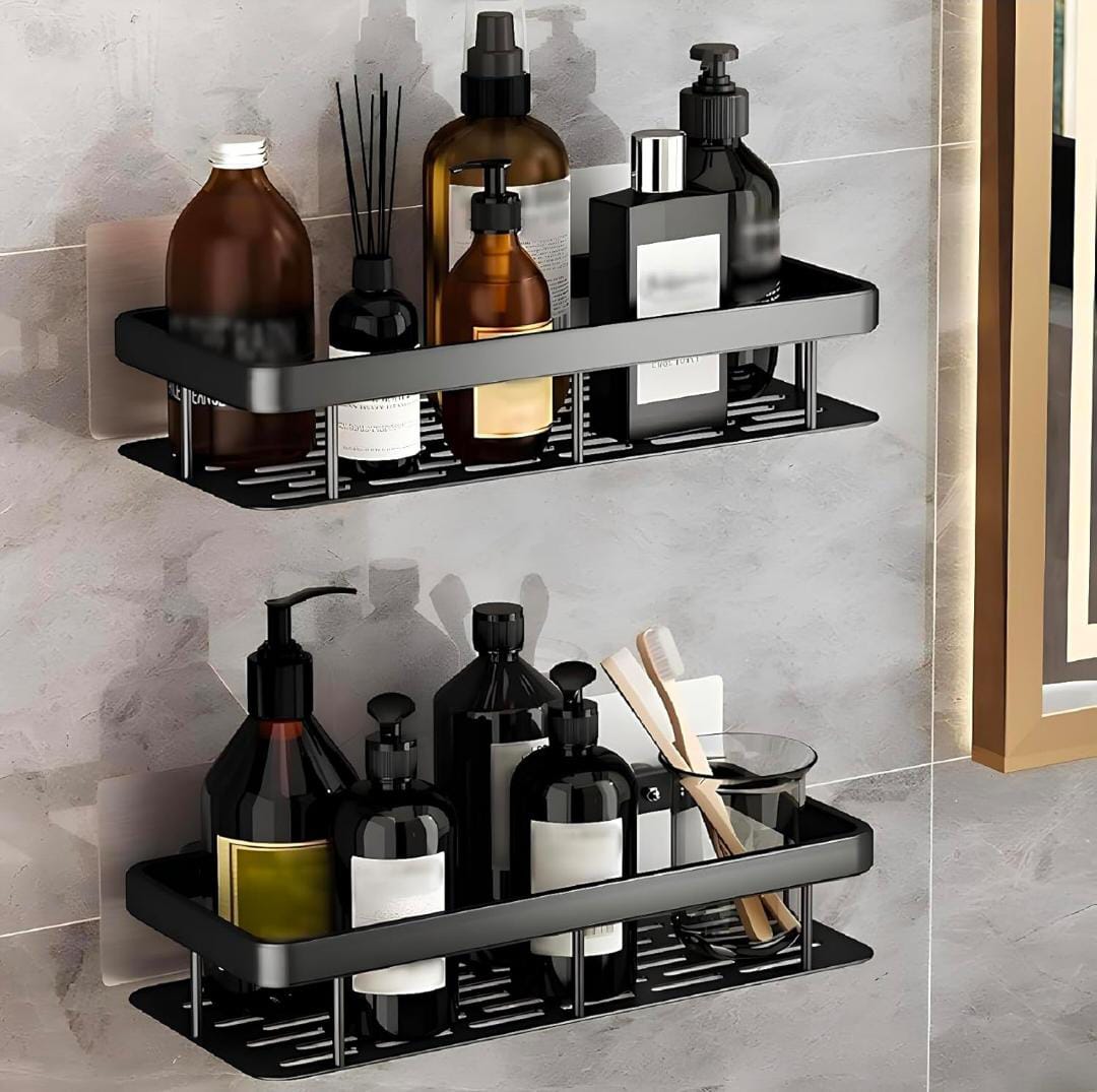 Black Bathroom Corner Shelf Organizer