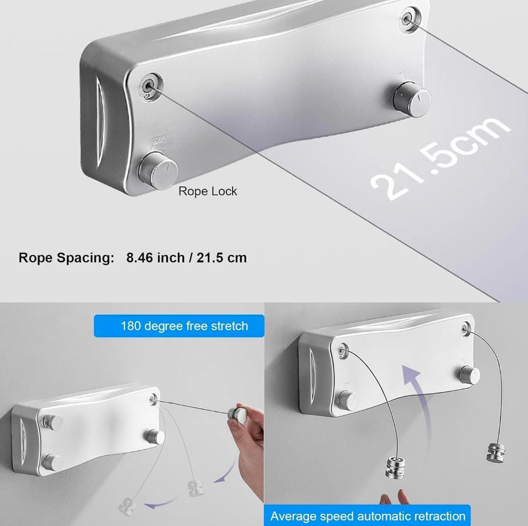 Wall Mounted Retractable Clothesline