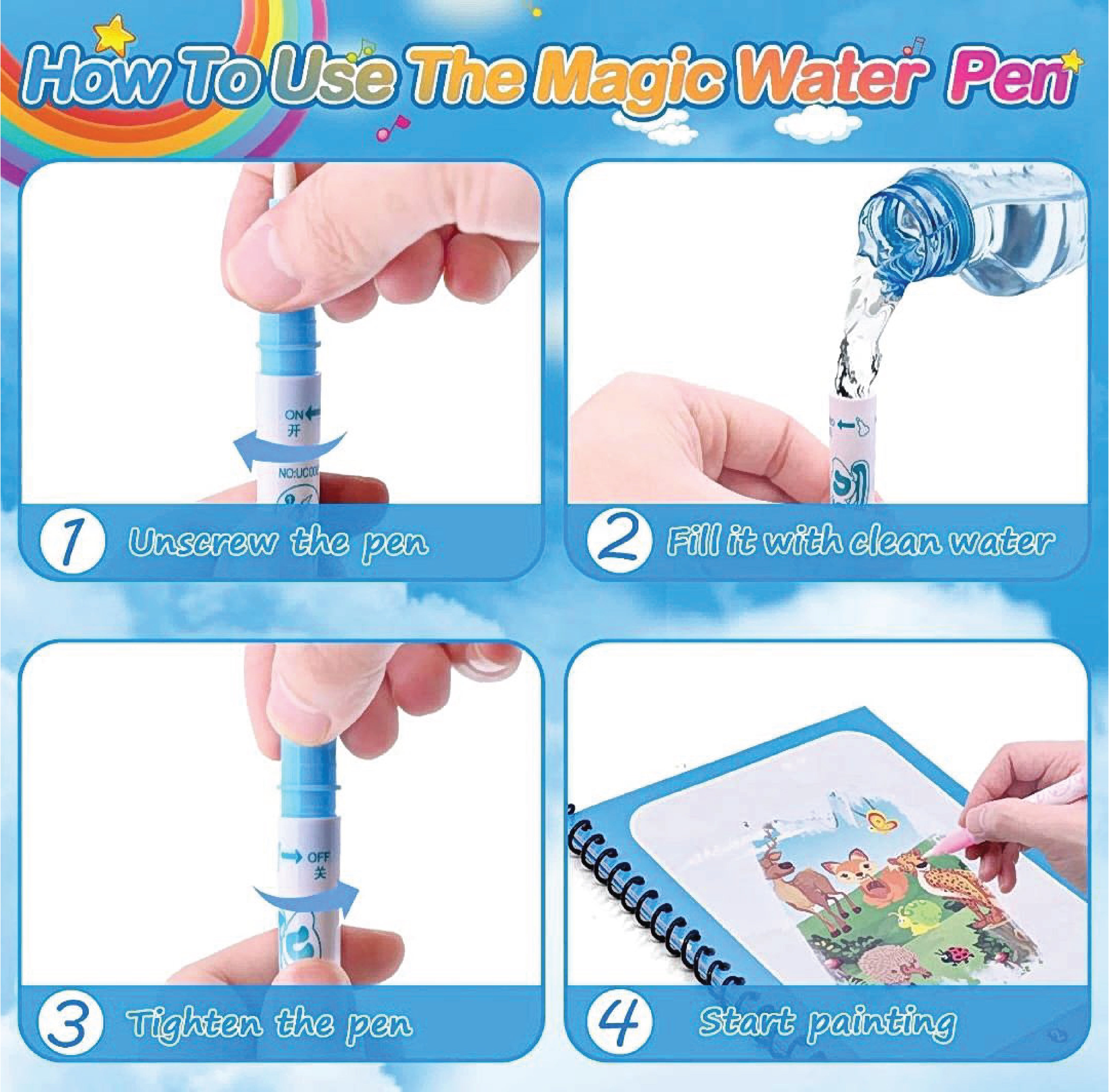 Magic Water Pen & Book Set - 2 PCs