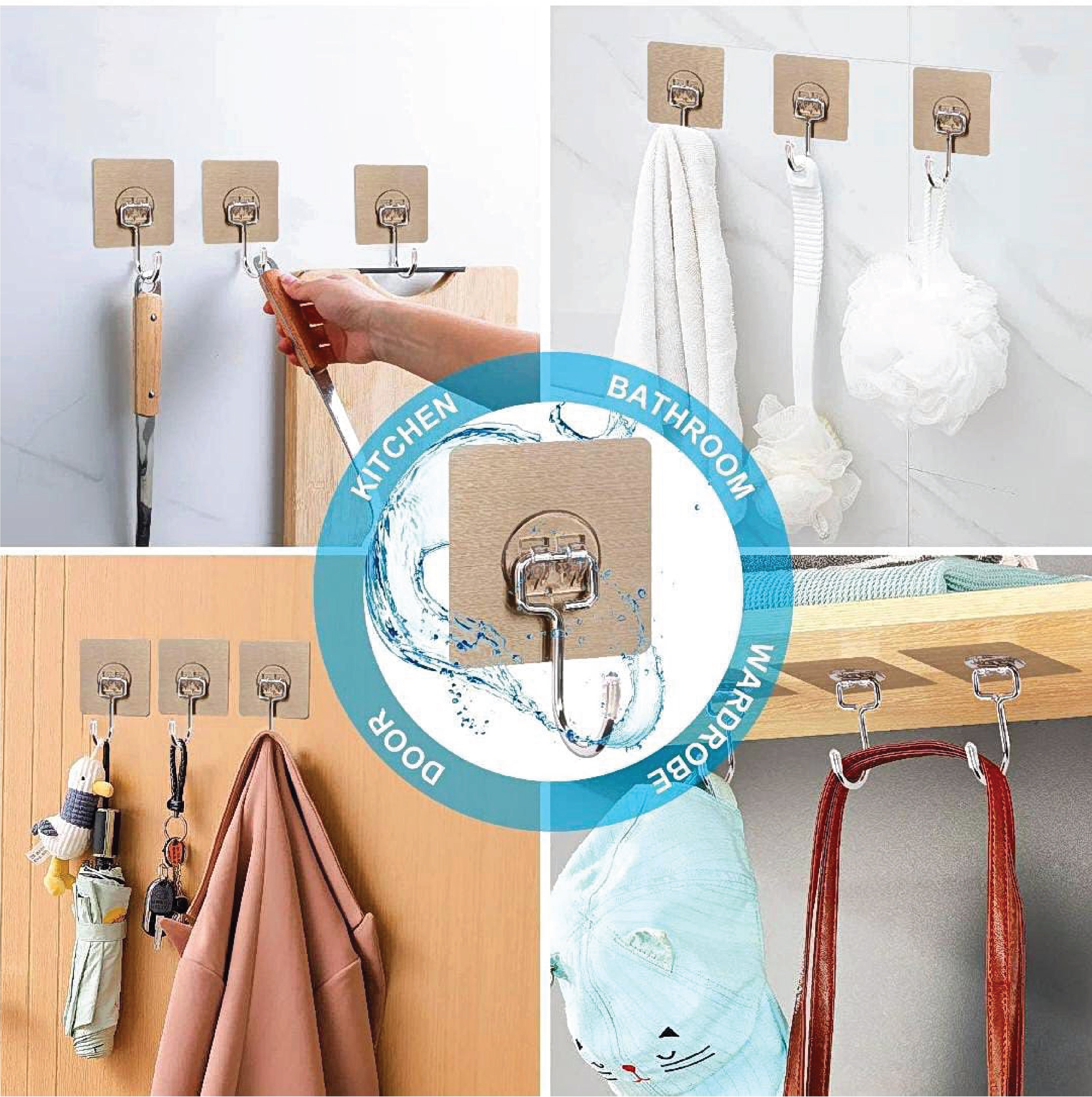 7×7 Golden Large Hook Sticker - 12 PCs