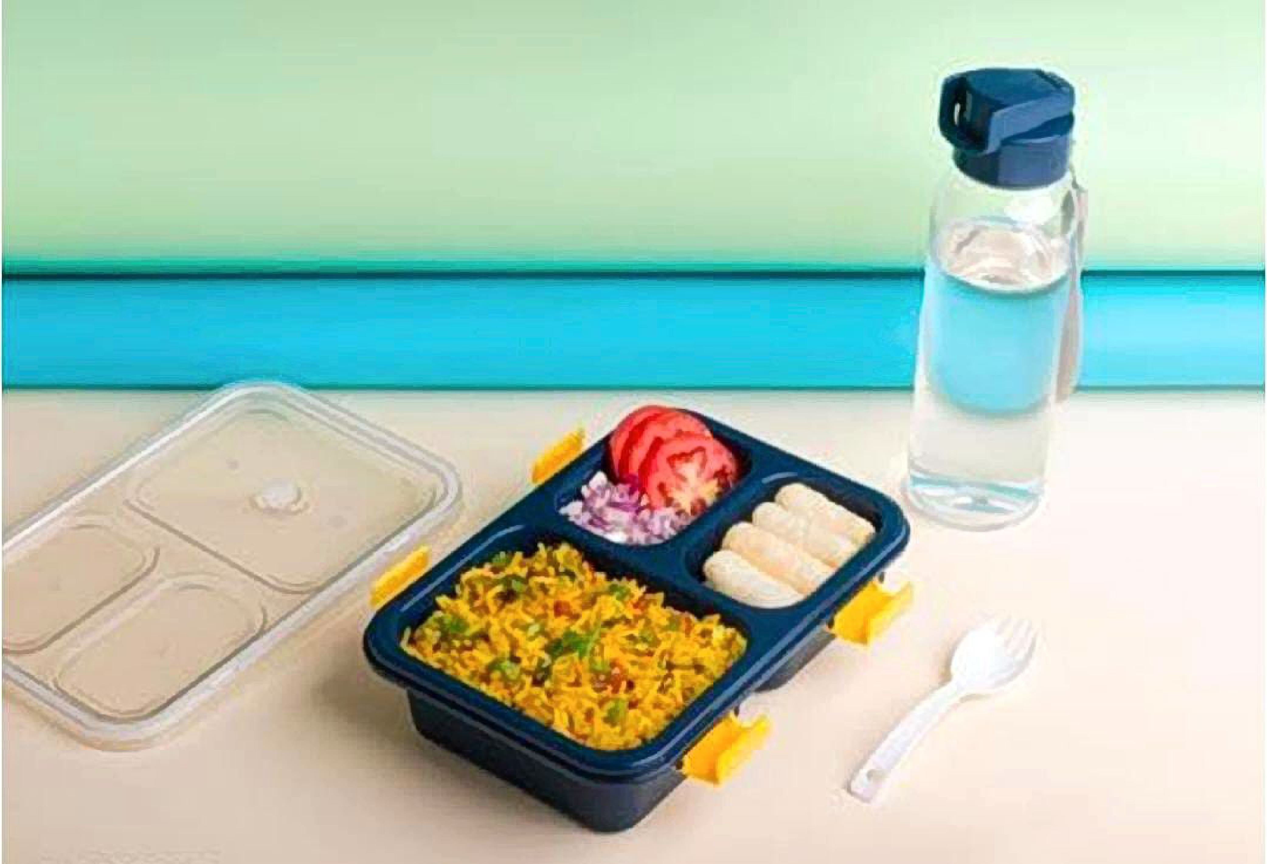 Plastic Lunch Box with Water Bottle