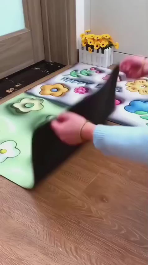 Flower Design Square Bathroom Mat