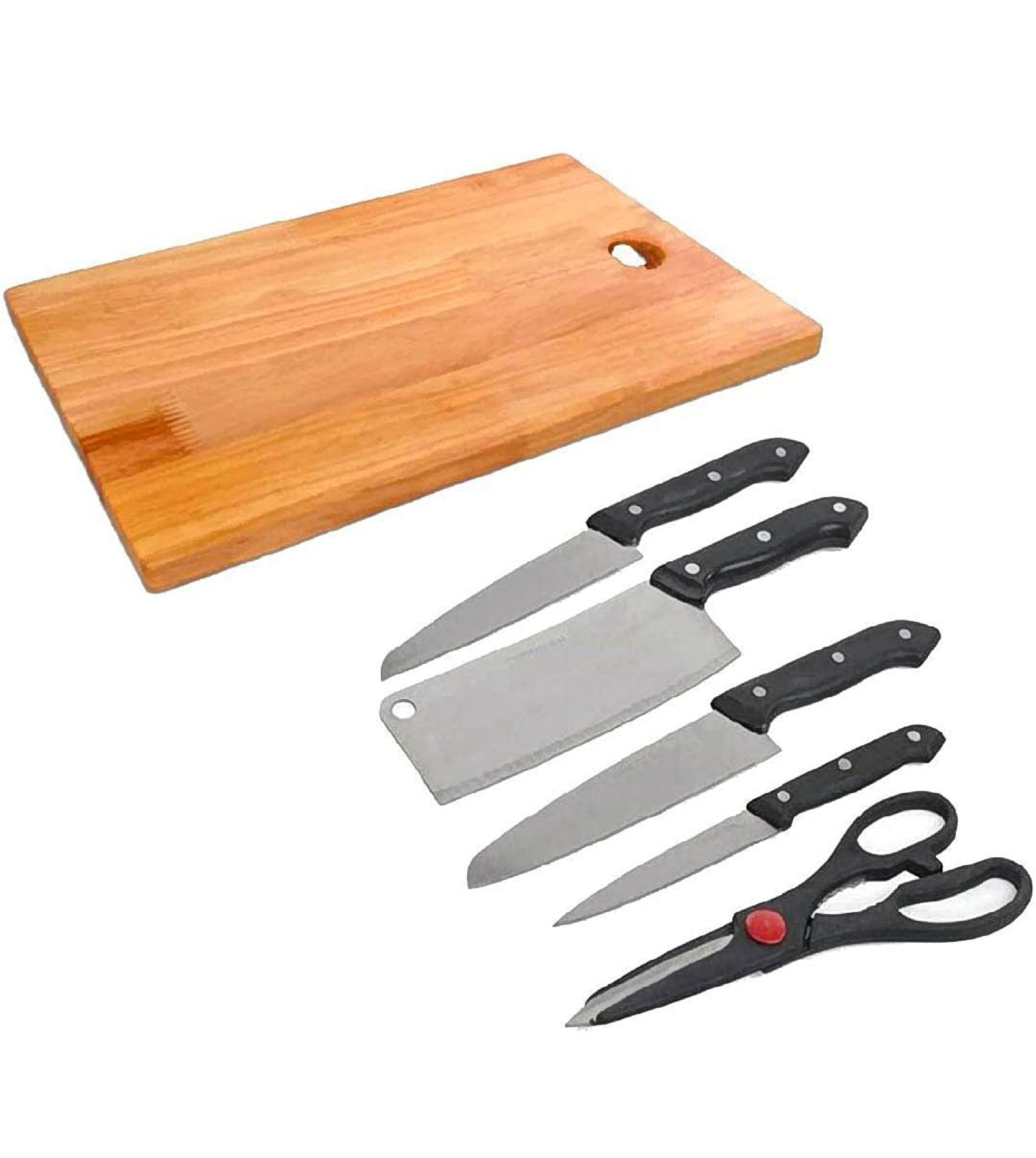 Wooden Chopping Board with Knife Set